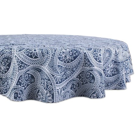 DESIGN IMPORTS 60 in. Round Blue Paisley Print Outdoor Tablecloth CAMZ11649